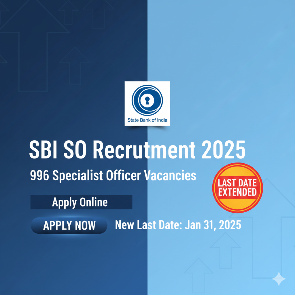 SBI SO Recruitment 2025 for 996 Specialist Officer Vacancies | Last Date Extended